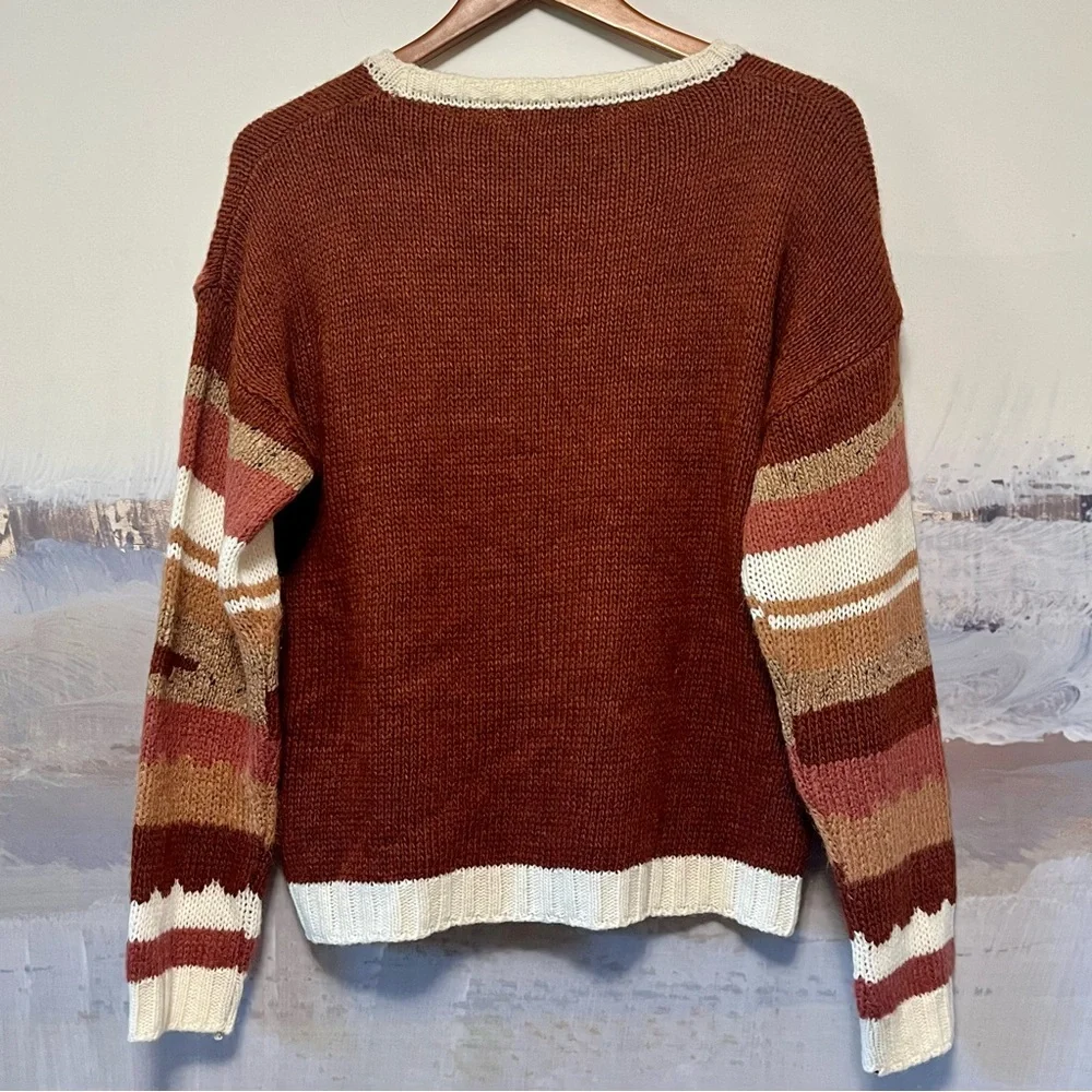 ELSAMADA Sweater Womens L Wool Alpaca Blend Colorblock Abstract Artsy Italy
